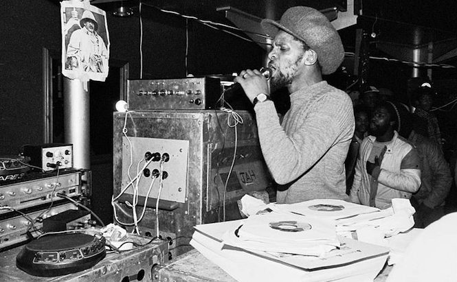 A selector at a Jamaican sound system.