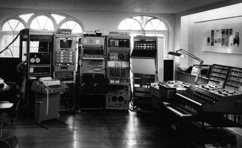 Kraftwerk's Kling Klang studio in its early years in Düsseldorf: a converted room, not the futurist laboratory of legend.